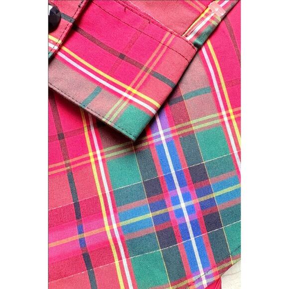 Foxcroft Red Tartan Wrinkle-Free Shirt 10P – Gem Buttons, Holiday Preppy - Picture 3 of 5